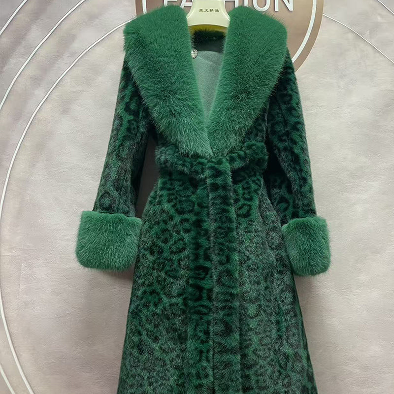 🧥Women's Leopard Print Fluffy Faux Fur Coat with Belt（50% OFF）