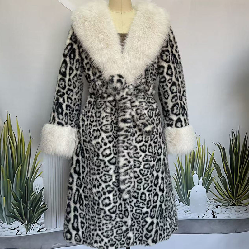 🧥Women's Leopard Print Fluffy Faux Fur Coat with Belt（50% OFF）