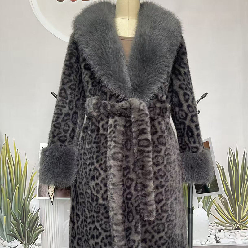 🧥Women's Leopard Print Fluffy Faux Fur Coat with Belt（50% OFF）