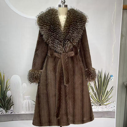🧥Women's Leopard Print Fluffy Faux Fur Coat with Belt（50% OFF）