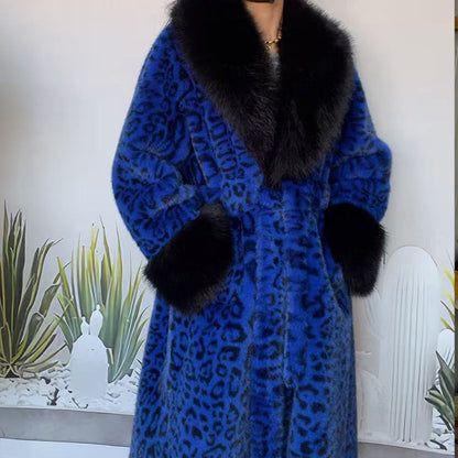 🧥Women's Leopard Print Fluffy Faux Fur Coat with Belt（50% OFF）
