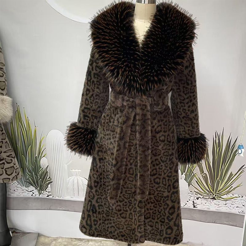 🧥Women's Leopard Print Fluffy Faux Fur Coat with Belt（50% OFF）