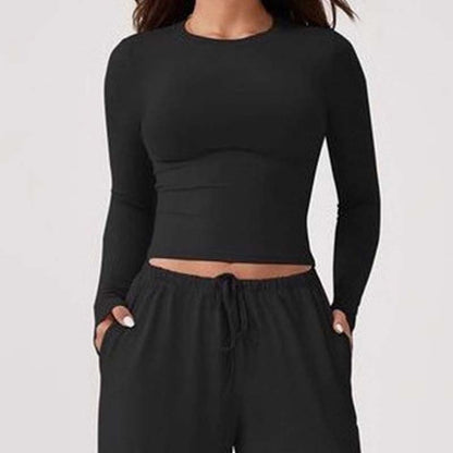 Women's Casual Crop Top & Drawstring Pants Set