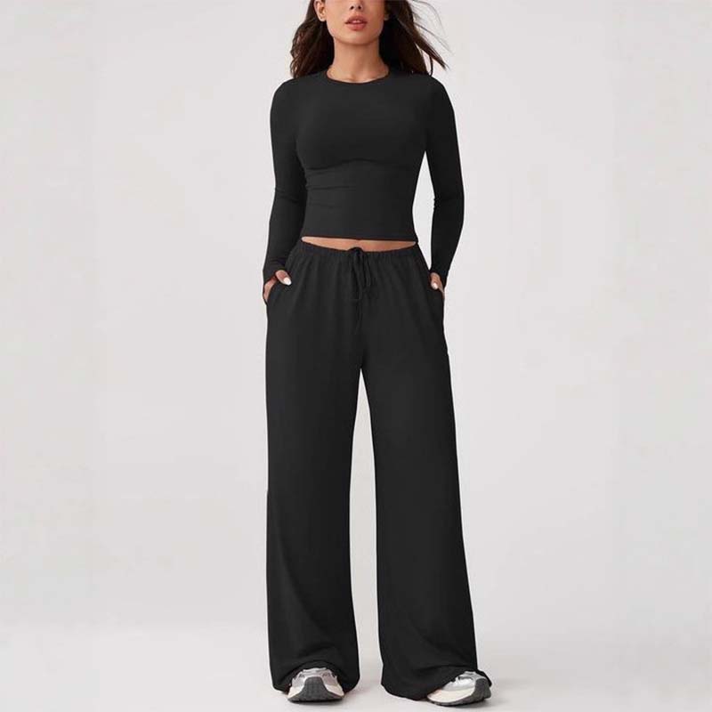 Women's Casual Crop Top & Drawstring Pants Set