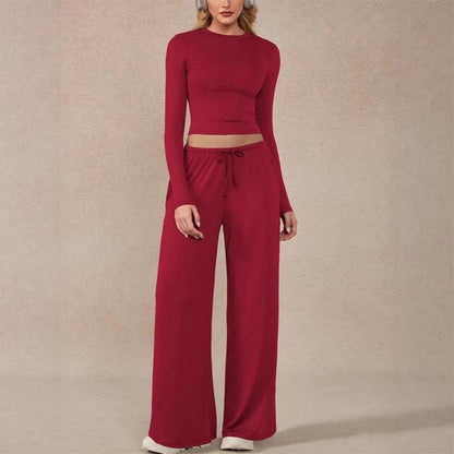 Women's Casual Crop Top & Drawstring Pants Set