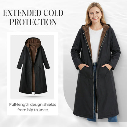 🔥Women’s Vintage Fuzzy-Lined Long Coat With Hood