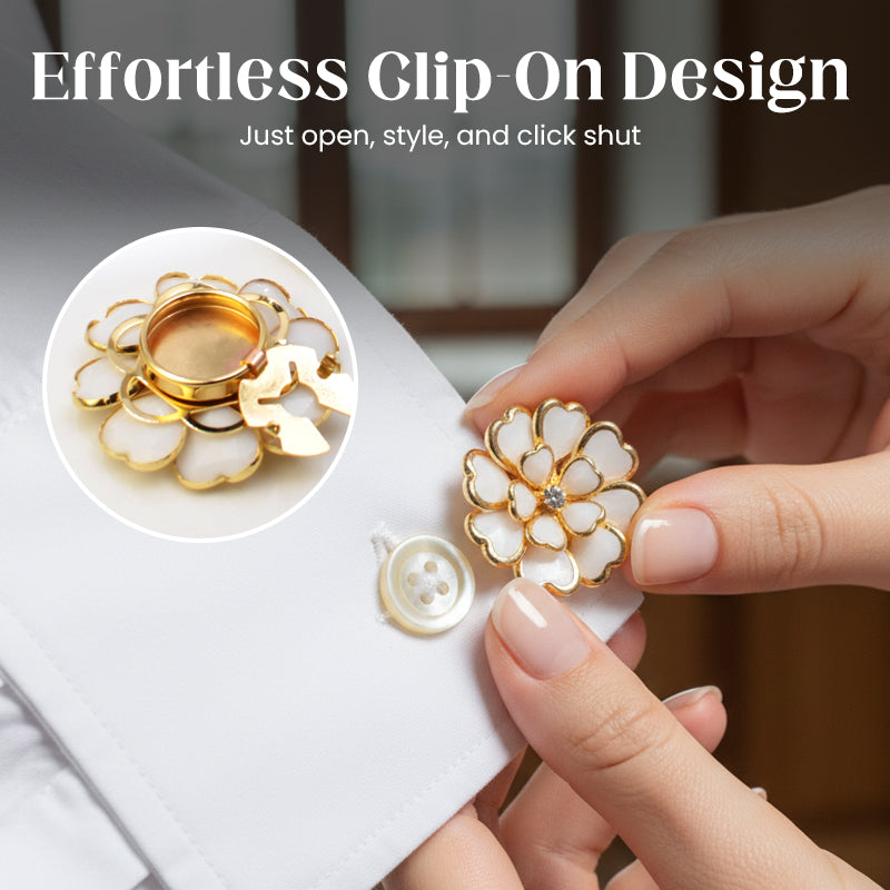 ⏰Last Day Surprise Price🔥Chic Rhinestone Floral Cufflink & Brooch