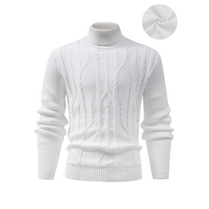 Men's Casual Cable Knit Turtleneck Pullover Sweater