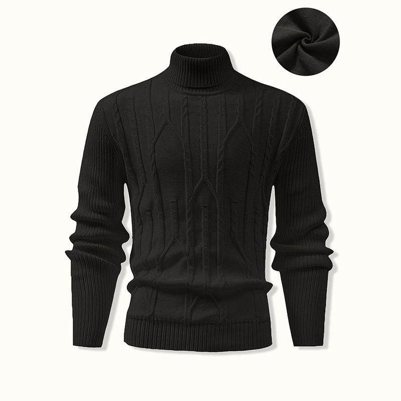 Men's Casual Cable Knit Turtleneck Pullover Sweater