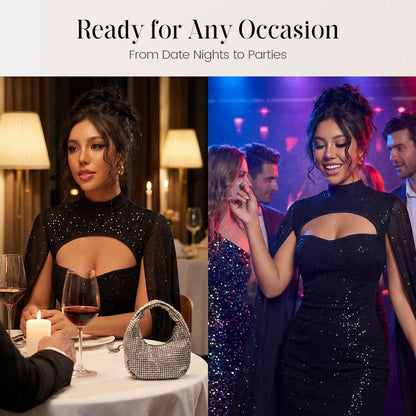 🎁2026 New Arrivals 50% OFF💥Women's Cutout Ribbed Dress with Chiffon Cape