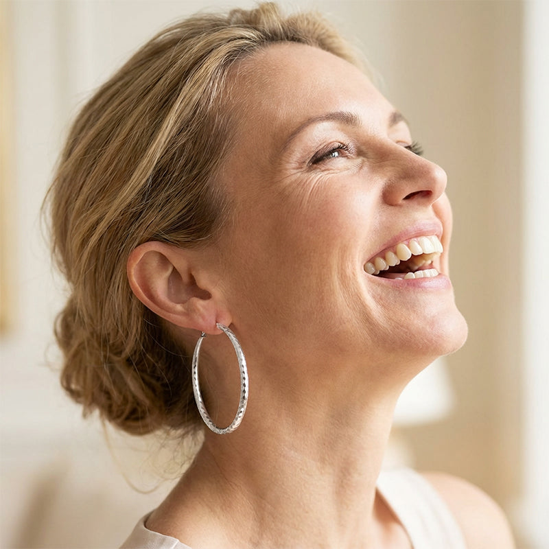 Diamond-Cut Hoop Earrings for Women