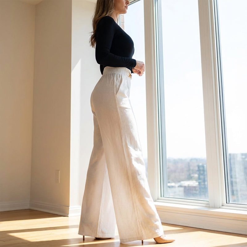 ✨🔥Women's High-Waist Wide-Leg Trousers with Belt Accent💓
