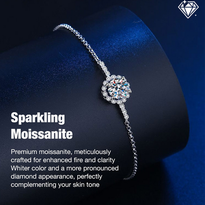 Moissanite Round Bead Bracelet with a Jewelry Box