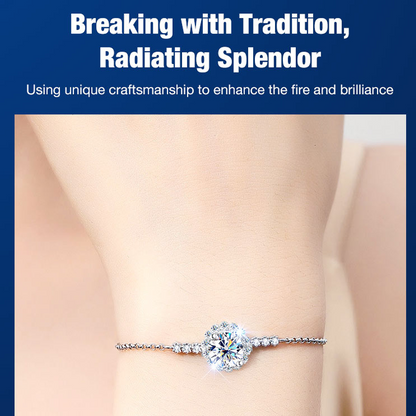 Moissanite Round Bead Bracelet with a Jewelry Box