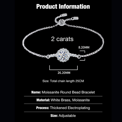 Moissanite Round Bead Bracelet with a Jewelry Box
