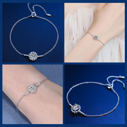 Moissanite Round Bead Bracelet with a Jewelry Box