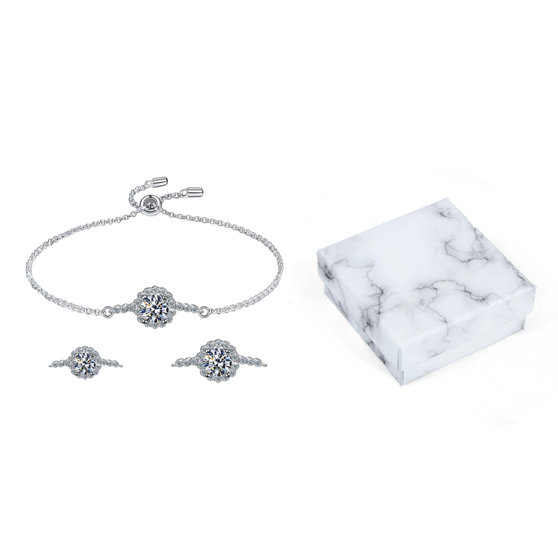 Moissanite Round Bead Bracelet with a Jewelry Box