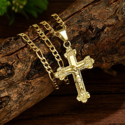 ✝️Gold-Tone Crucifix Pendant Necklace