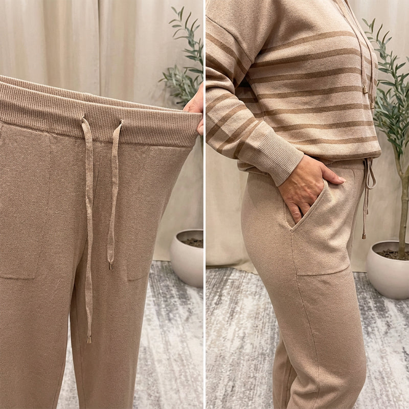 Casual Striped Top & Ankle-Length Pants Set