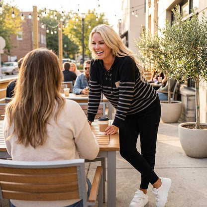 Casual Striped Top & Ankle-Length Pants Set
