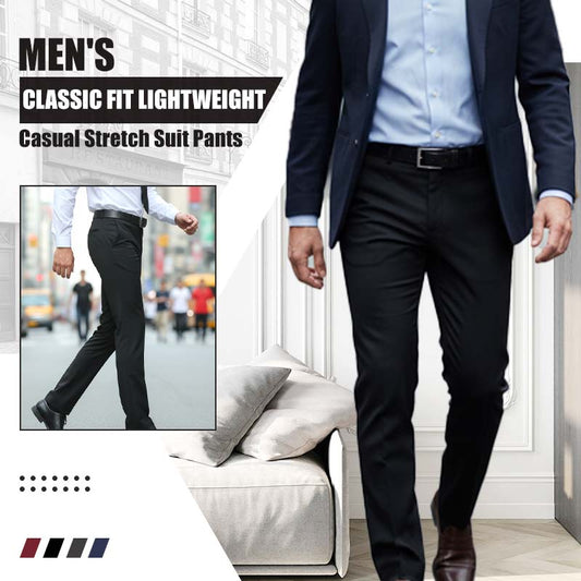 Men's Classic Fit Lightweight Casual Stretch Suit Pants