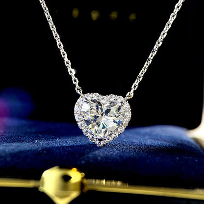 Heart-Shaped Crystal Necklace & Earring Set