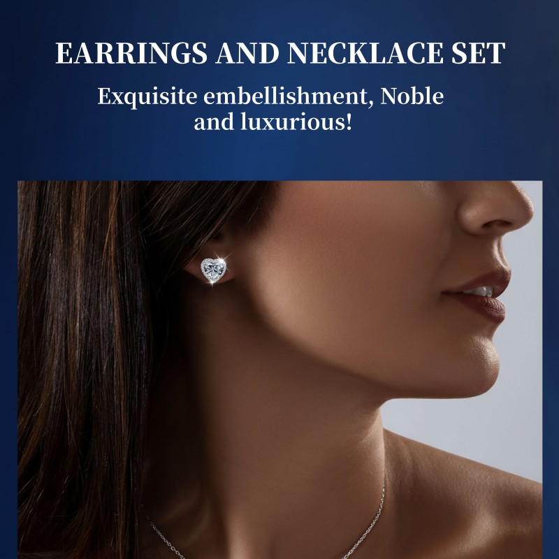 Heart-Shaped Crystal Necklace & Earring Set