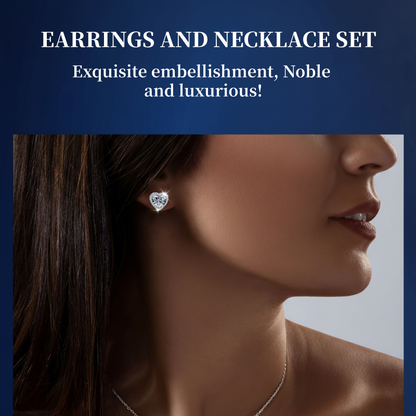 Heart-Shaped Crystal Necklace & Earring Set