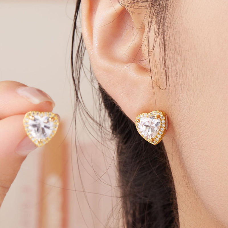 Heart-Shaped Crystal Necklace & Earring Set