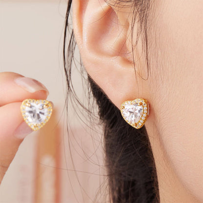 Heart-Shaped Crystal Necklace & Earring Set