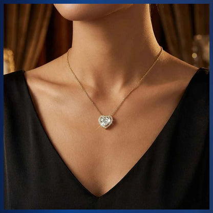 Heart-Shaped Crystal Necklace & Earring Set