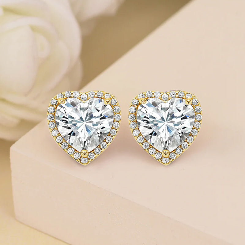 Heart-Shaped Crystal Necklace & Earring Set