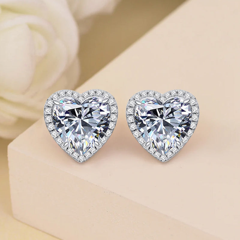 Heart-Shaped Crystal Necklace & Earring Set