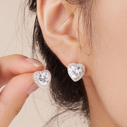 Heart-Shaped Crystal Necklace & Earring Set