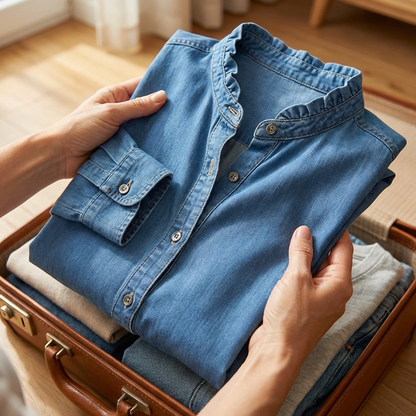 ⏳Time-Limited Special⏰Women's Casual Ruffle V-Neck Shirt | Soft, Breathable & Flattering High-Low Hem ✨