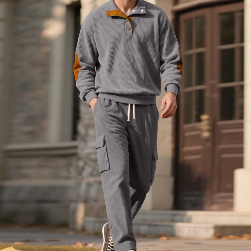 Men’s Trendy Pullover and Cargo Pants 2-Piece Set