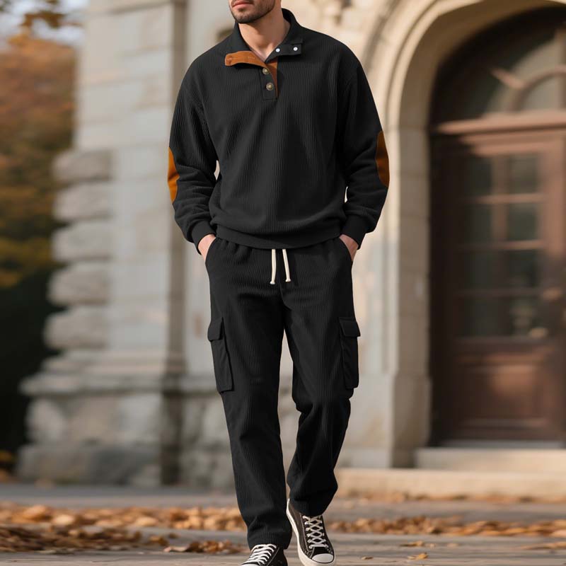 Men’s Trendy Pullover and Cargo Pants 2-Piece Set