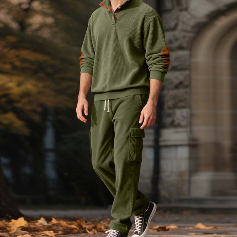 Men’s Trendy Pullover and Cargo Pants 2-Piece Set