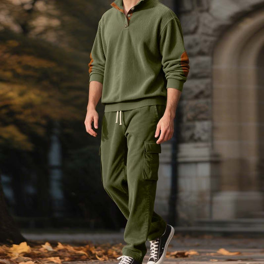 Men’s Trendy Pullover and Cargo Pants 2-Piece Set