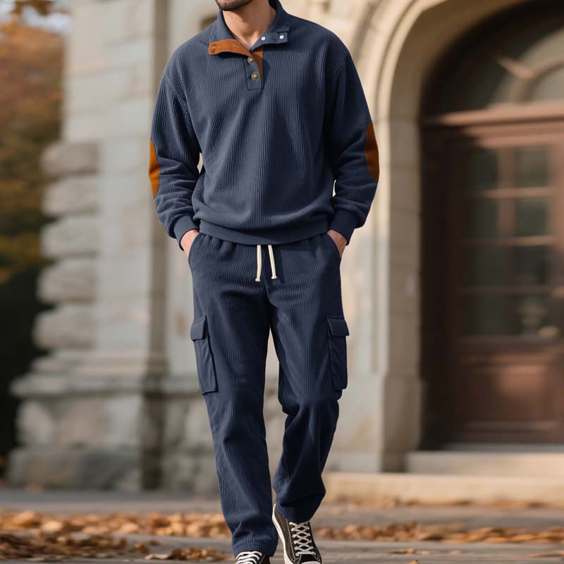 Men’s Trendy Pullover and Cargo Pants 2-Piece Set