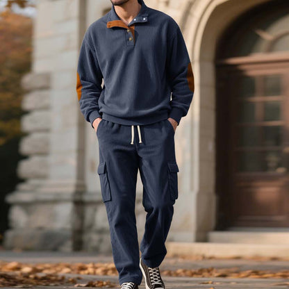 Men’s Trendy Pullover and Cargo Pants 2-Piece Set