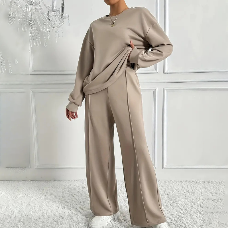 ✨🔥Women's Cozy Long-Sleeve Top & Pants Set👚
