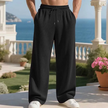 Men's Casual Ribbed Wide-Leg Pants
