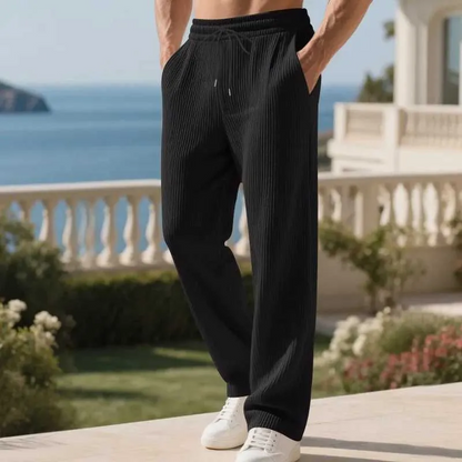Men's Casual Ribbed Wide-Leg Pants