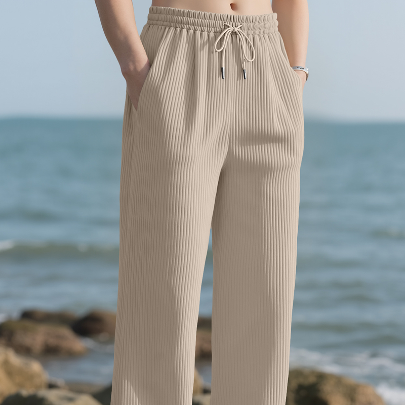 Men's Casual Ribbed Wide-Leg Pants