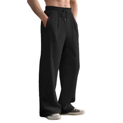 Men's Casual Ribbed Wide-Leg Pants