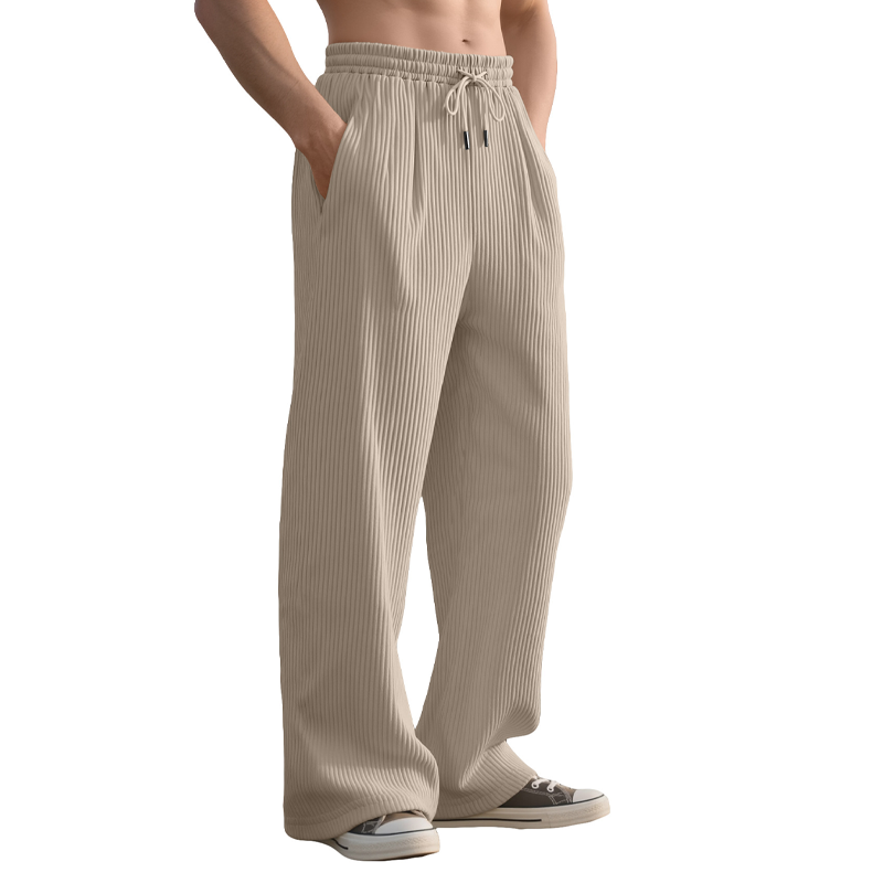 Men's Casual Ribbed Wide-Leg Pants