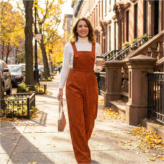 Women's Wide-Leg Corduroy Overalls