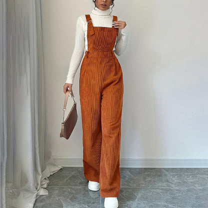 Women's Wide-Leg Corduroy Overalls