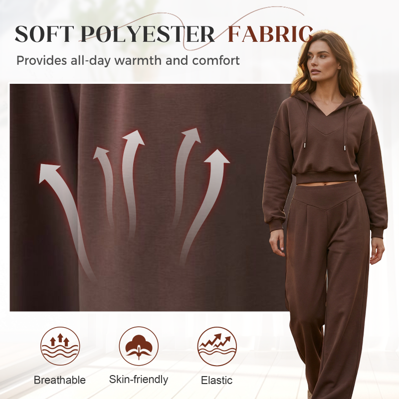 👖🌞Women’s Crop Hoodie & Wide-Leg Pants | Effortless Street Style🎐